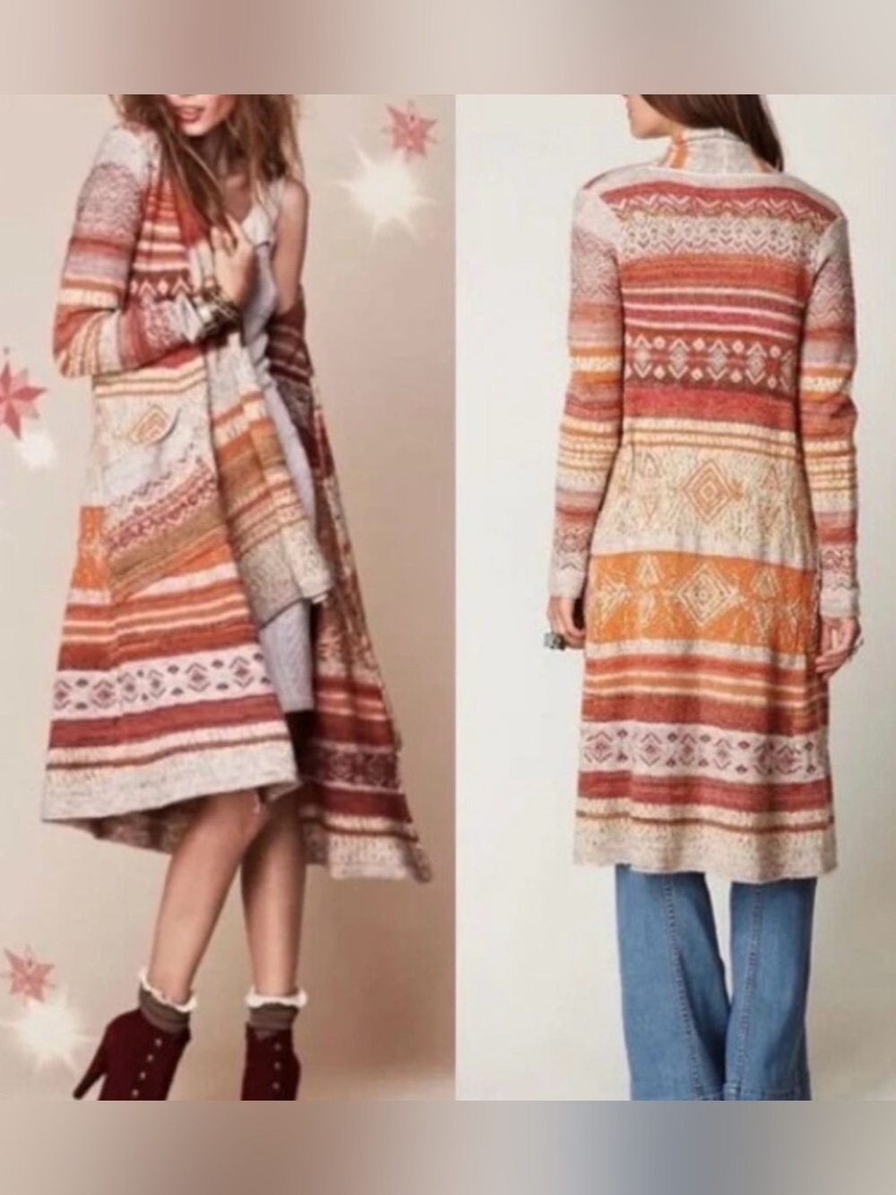 Free People Yesterdays Smile Boho Maxi Cardigan Duster Festival Western Medium